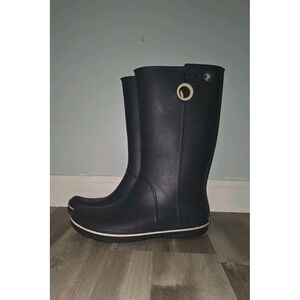 Crocs Jaunt Tall Womens Sz 9 Rain Boots Navy Blue Rubber Waterproof 10970